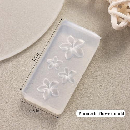 FSpronail Silicone Nail Molds - 2 Pack Reusable Clear 3D Flower Nail Art Templates with Carving Pen for Cherry Blossom, Plumeria, Hibiscus Design