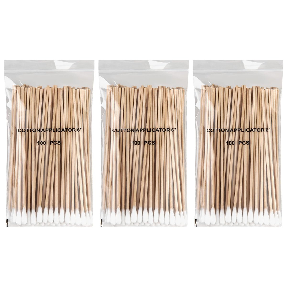 Vaincre 300PCS Long Cotton Swabs - 6 Inch Cleaning Cotton Swab Buds with Wooden Sticks, Microblading Eyeshadow Tip Applicators, Microswabs Swabsticks for Dogs Makeup Nail Art Tattoo Permanent Supplies - görsel 1