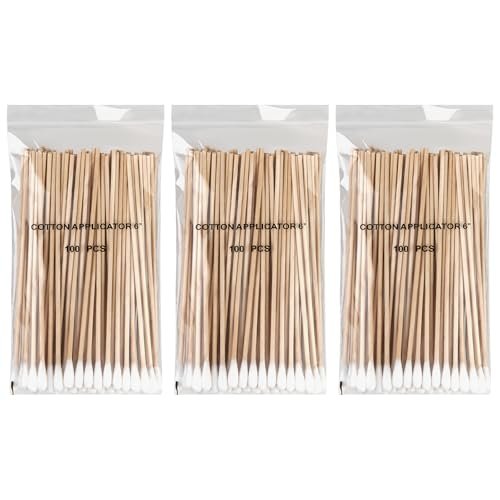 Vaincre 300PCS Long Cotton Swabs - 6 Inch Cleaning Cotton Swab Buds with Wooden Sticks, Microblading Eyeshadow Tip Applicators, Microswabs Swabsticks for Dogs Makeup Nail Art Tattoo Permanent Supplies - görsel 2