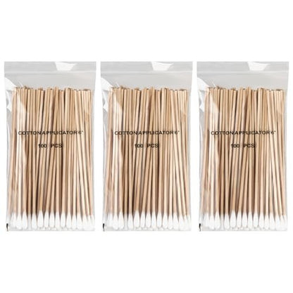 Vaincre 300PCS Long Cotton Swabs - 6 Inch Cleaning Cotton Swab Buds with Wooden Sticks, Microblading Eyeshadow Tip Applicators, Microswabs Swabsticks for Dogs Makeup Nail Art Tattoo Permanent Supplies