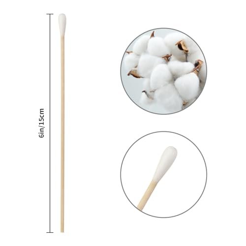 Vaincre 300PCS Long Cotton Swabs - 6 Inch Cleaning Cotton Swab Buds with Wooden Sticks, Microblading Eyeshadow Tip Applicators, Microswabs Swabsticks for Dogs Makeup Nail Art Tattoo Permanent Supplies - görsel 6