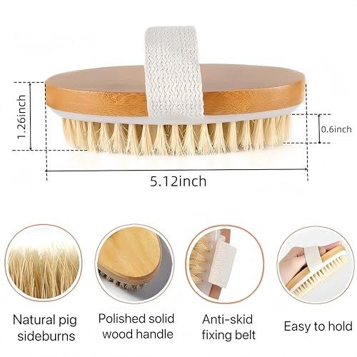 LONGCO Natural Bristle Dry Brush for Body - – Natural Bristles: Made from plant-based fibers, these bristles – Image 11