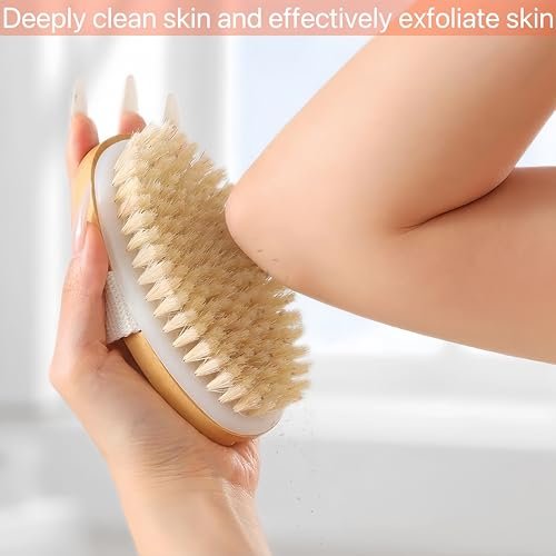 LONGCO Natural Bristle Dry Brush for Body - – Material: Natural wood handle, natural bristles – Image 7