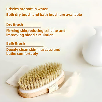 LONGCO Natural Bristle Dry Brush for Body - – Care: Rinse with water after use and hang to dry; replace every – Image 10