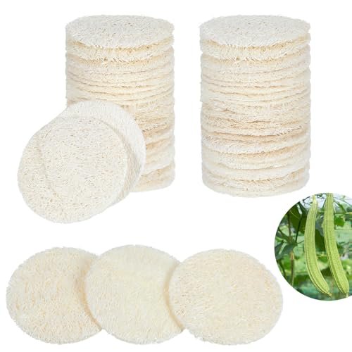Nogeqi 30 Pcs 2.17 Inch Natural Loofah Sponge Pads for Face and Body – Exfoliating Scrub Pads for Dead Skin Removal, Gentle Cleansing for Women and Men (One Side Softened) - görsel 2