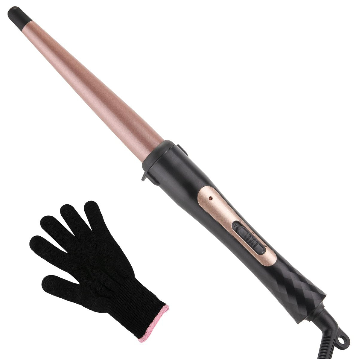MCODON Tapered Curling Wand 1/2-Inch to 1-Inch Tourmaline Ceramic Barrel Professional Curling Iron for Short Medium Long Hair with Two Temperature Settings, Dual Voltage, Auto Shut-Off Avelisse