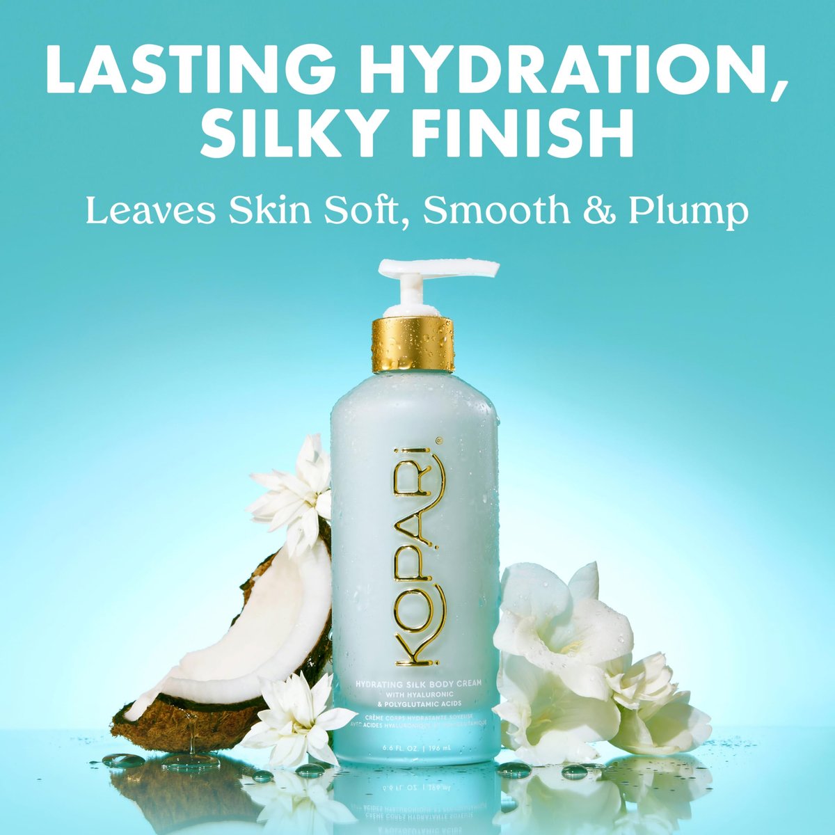 Kopari Hydrating Silk Body Cream – Long Lasting Moisturizer with Hyaluronic & Polyglutamic Acids, Lightweight Silky Texture, Sweet Coconut Milk Scent, 6.7 oz Avelisse