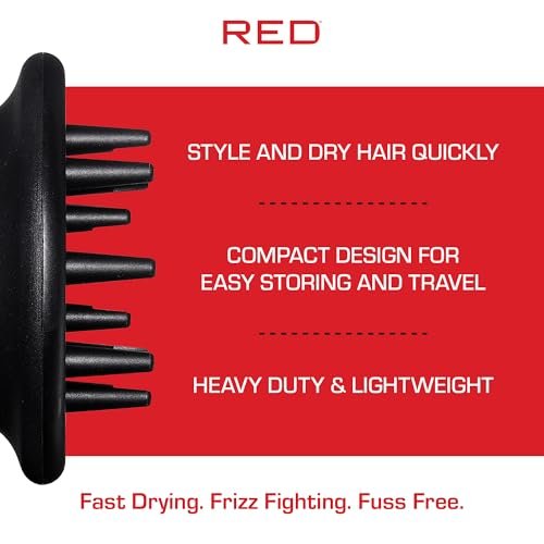 Red by Kiss Hair Dryer Diffuser – Heavy Duty Rubber Grip, Long Prongs for Volume & Root Drying, Compact Design Fits Most Dryers - görsel 6