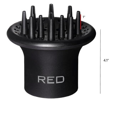Red by Kiss Hair Dryer Diffuser – Heavy Duty Rubber Grip, Long Prongs for Volume & Root Drying, Compact Design Fits Most Dryers