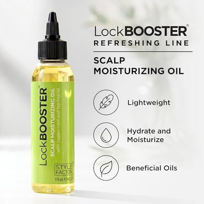 Style Factor LockBOOSTER Scalp Moisturizing Oil – Lightweight Hydration with Peppermint & Tea Tree Oil for Revitalizing Braids, Locs & Twists – Soothes, Nourishes and Supports Scalp Care – 4 oz Avelisse
