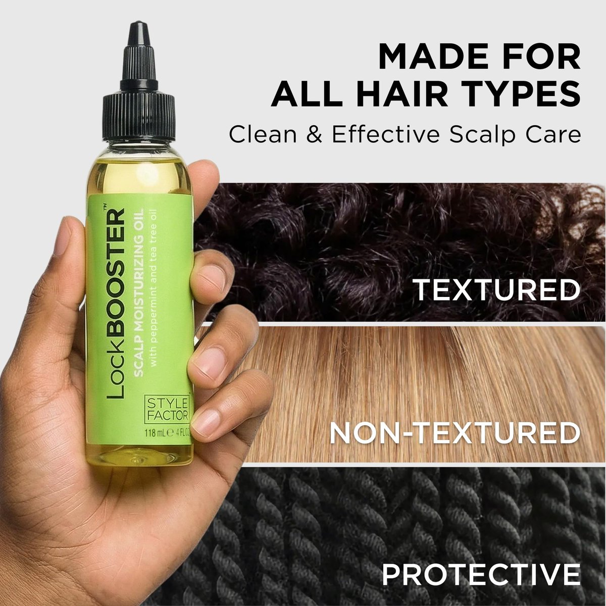 Style Factor LockBOOSTER Scalp Moisturizing Oil – Lightweight Hydration with Peppermint & Tea Tree Oil for Revitalizing Braids, Locs & Twists – Soothes, Nourishes and Supports Scalp Care – 4 oz Avelisse
