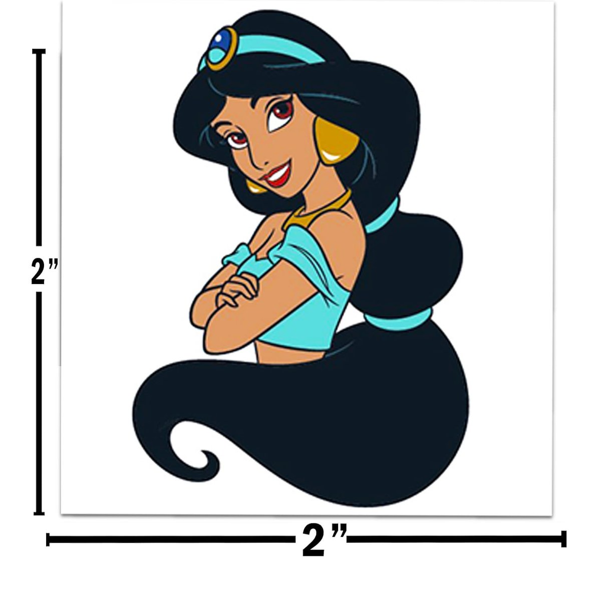 Aladdin Tattoos Party Favors Bundle - 72 Perforated Individual 2" x 2" Temporary Tattoos for Kids Boys Girls | Disney Princess Jasmine Party Supplies - görsel 5