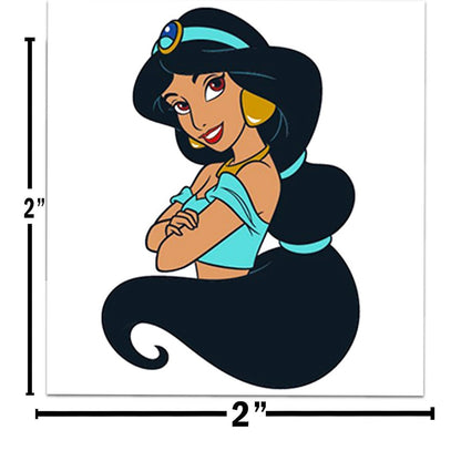 Aladdin Tattoos Party Favors Bundle - 72 Perforated Individual 2" x 2" Temporary Tattoos for Kids Boys Girls | Disney Princess Jasmine Party Supplies