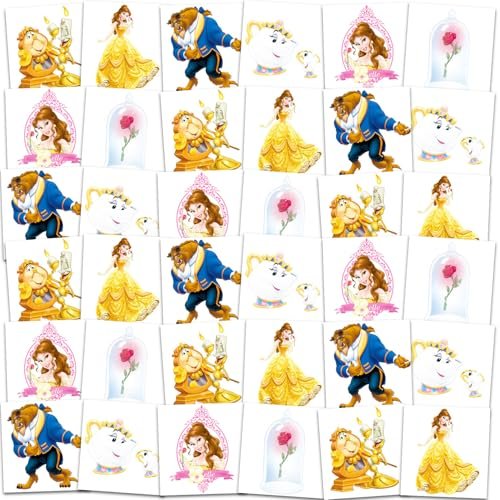 Beauty and the Beast Temporary Tattoos Party Favors Bundle - 72 Princess Belle Tattoos for Kids - görsel 4