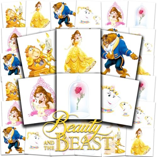Beauty and the Beast Temporary Tattoos Party Favors Bundle - 72 Princess Belle Tattoos for Kids - görsel 2