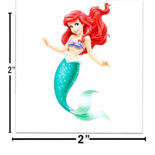Little Mermaid Tattoos Party Favors Bundle - 72 Perforated Individual 2" x 2" Ariel Temporary Tattoos for Kids Boys Girls | Little Mermaid Party Supplies - görsel 6