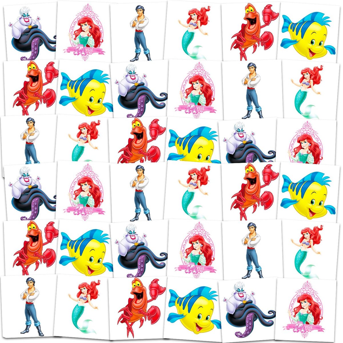 Little Mermaid Tattoos Party Favors Bundle - 72 Perforated Individual 2" x 2" Ariel Temporary Tattoos for Kids Boys Girls | Little Mermaid Party Supplies - görsel 3