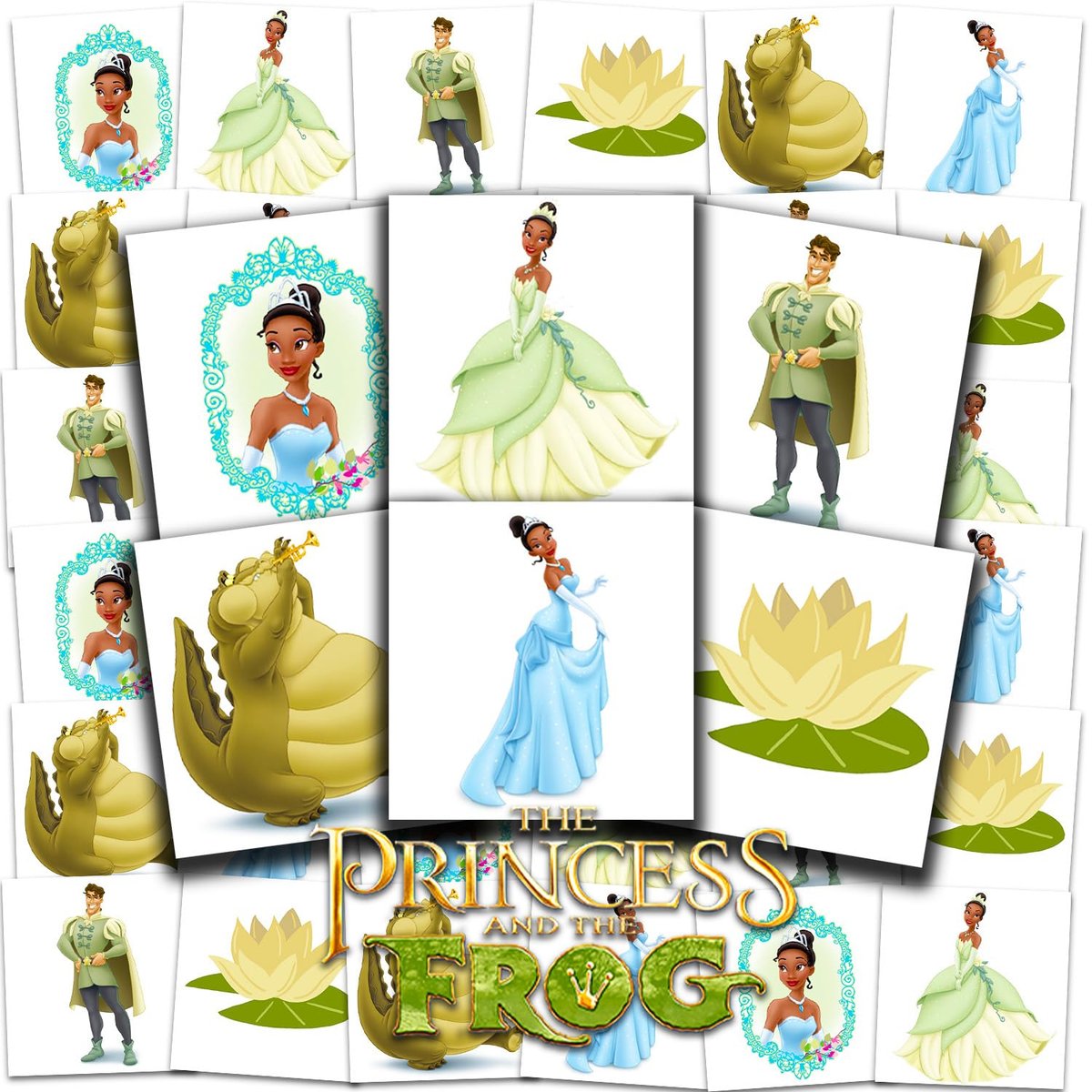 Disney Princess and the Frog Tiana Temporary Tattoos for Kids – 72 Pack Party Favors - görsel 1