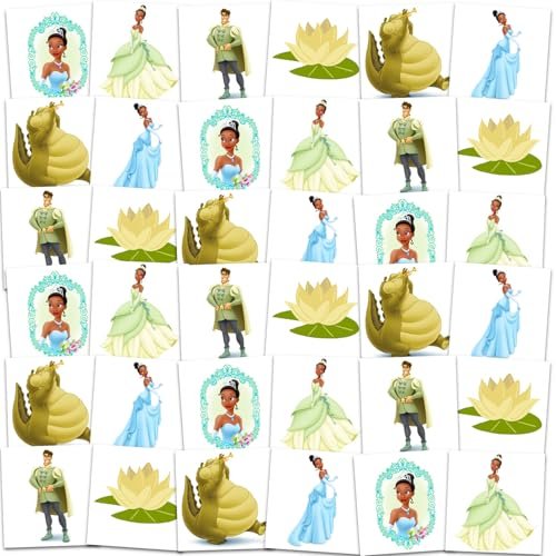 Disney Princess and the Frog Tiana Temporary Tattoos for Kids – 72 Pack Party Favors - görsel 4