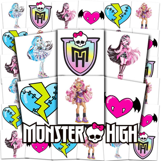 Monster High Tattoos Party Favors Bundle - 72 Perforated Individual 2" x 2" Temporary Tattoos for Kids Boys Girls | Monster High Party Supplies