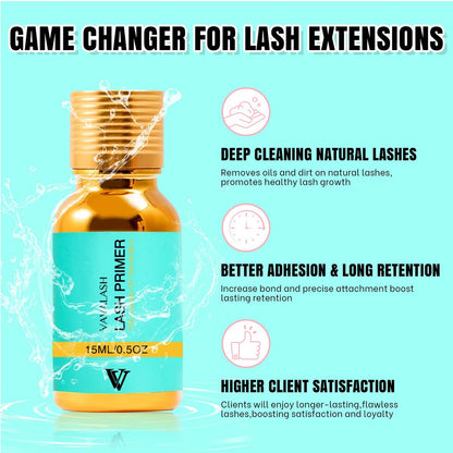 VAVALASH Lash Primer for Lash Extensions - 15 ML Eyelash Extension Primer, Increases Adhesive Bonding Power, Removes Proteins and Oils for Longer Lasting Lashes (Professional Use Only)