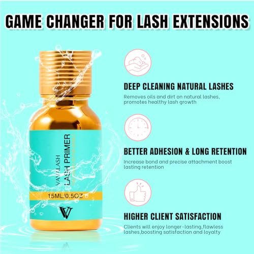 VAVALASH Lash Primer for Lash Extensions - 15 ML Eyelash Extension Primer, Increases Adhesive Bonding Power, Removes Proteins and Oils for Longer Lasting Lashes (Professional Use Only) - görsel 6