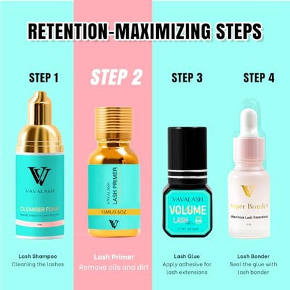 VAVALASH Lash Primer for Lash Extensions - 15 ML Eyelash Extension Primer, Increases Adhesive Bonding Power, Removes Proteins and Oils for Longer Lasting Lashes (Professional Use Only)