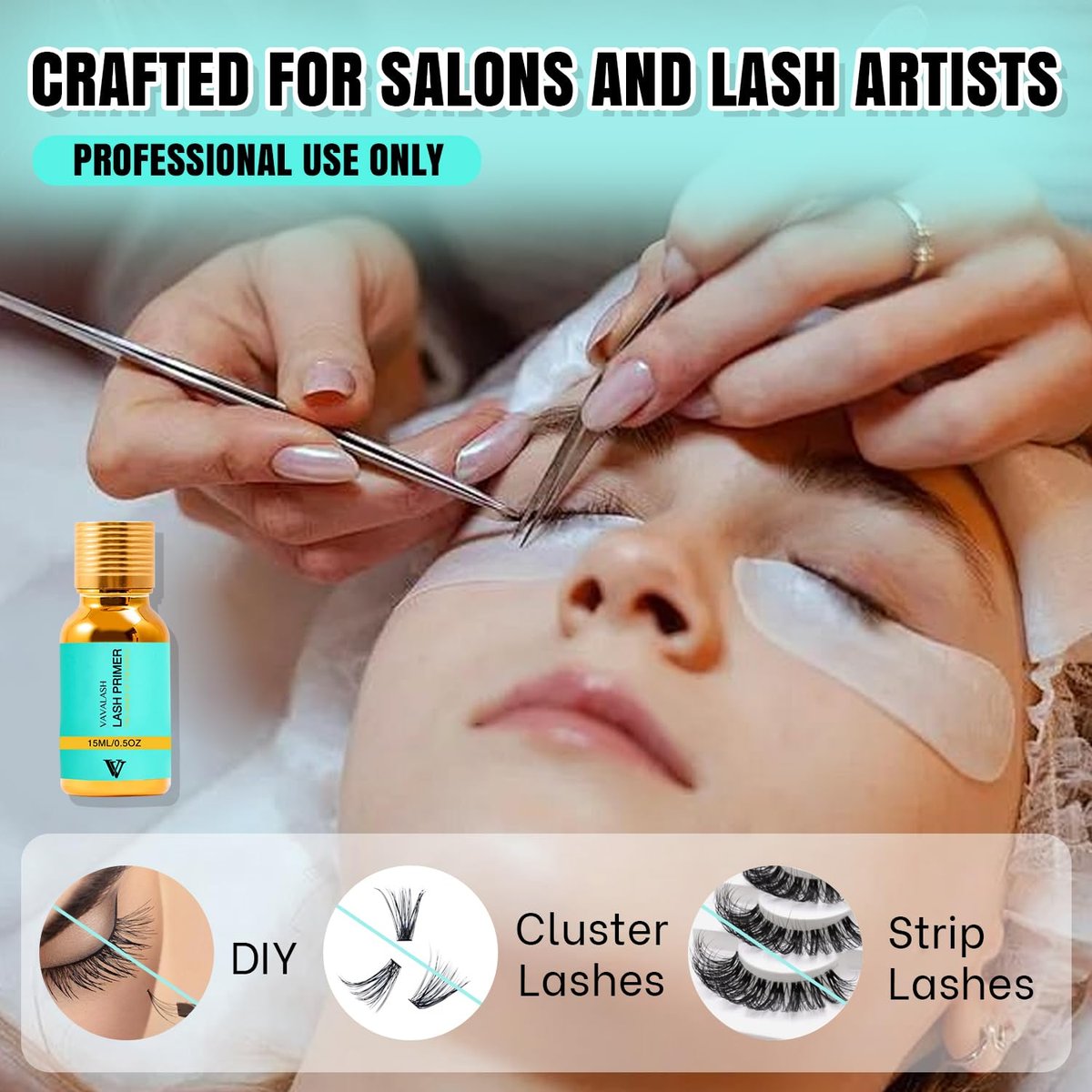 VAVALASH Lash Primer for Lash Extensions - 15 ML Eyelash Extension Primer, Increases Adhesive Bonding Power, Removes Proteins and Oils for Longer Lasting Lashes (Professional Use Only) - görsel 7