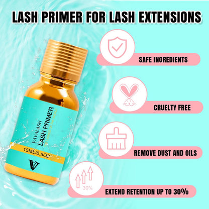 VAVALASH Lash Primer for Lash Extensions - 15 ML Eyelash Extension Primer, Increases Adhesive Bonding Power, Removes Proteins and Oils for Longer Lasting Lashes (Professional Use Only)