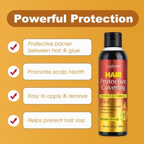 Luxfume Quick Weave Protective Shield - Black, 6 oz - Hair Weave Glue for Quick Dry, Protective Liquid Cap for Hair & Scalp - görsel 4