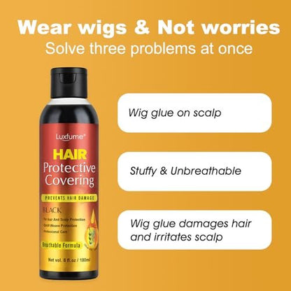 Luxfume Quick Weave Protective Shield - Black, 6 oz - Hair Weave Glue for Quick Dry, Protective Liquid Cap for Hair & Scalp