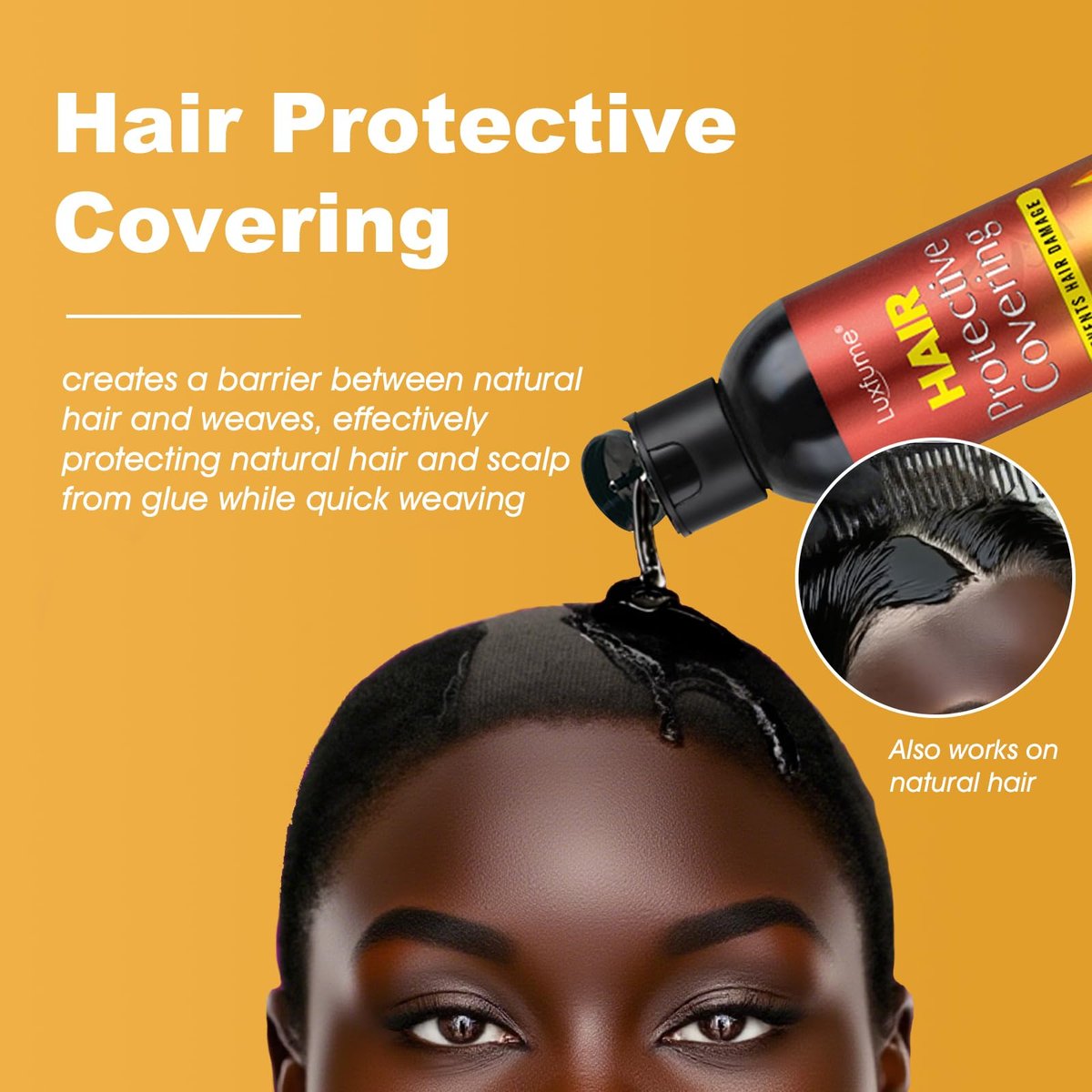 Luxfume Quick Weave Protective Shield - Black, 6 oz - Hair Weave Glue for Quick Dry, Protective Liquid Cap for Hair & Scalp - görsel 7