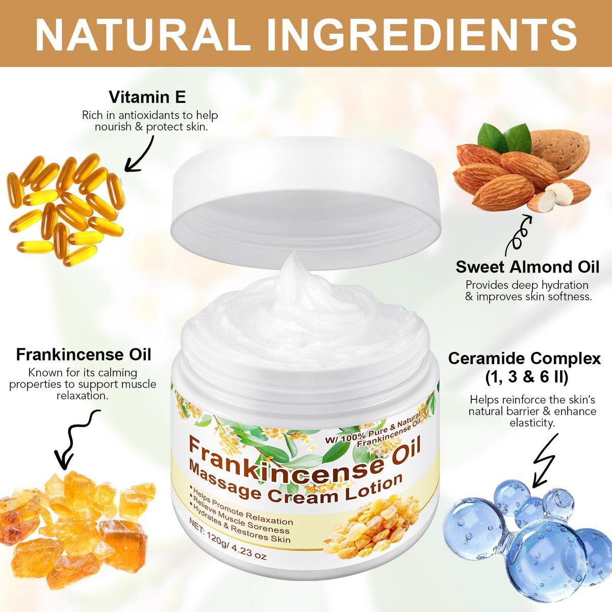 Frankincense Balm for Anti-Aging, Muscle Support – Deep Moisturizing Frankincense Cream for Sensitive Skin, Dry Skin – Skincare Moisturizer for Men & Women - görsel 3