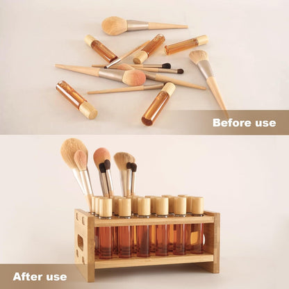 OSZKO Bamboo Perfume Holder – 24-Slot Ultra-Sturdy Roller Ball Organizer Stand for Perfume Oils, Lip Gloss, Lipstick, Essential Oil – Compatible with Scentbird Refill Vials Avelisse