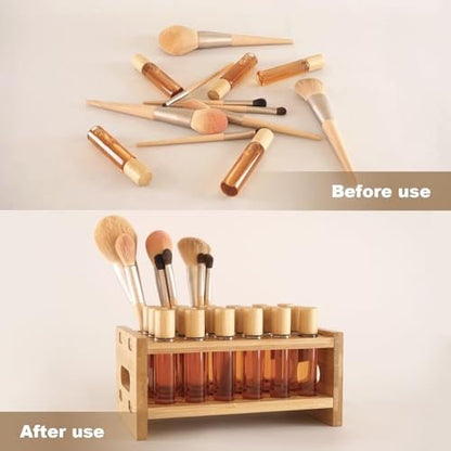 OSZKO Bamboo Perfume Holder – 24-Slot Ultra-Sturdy Roller Ball Organizer Stand for Perfume Oils, Lip Gloss, Lipstick, Essential Oil – Compatible with Scentbird Refill Vials Avelisse