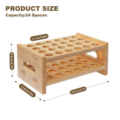 OSZKO Bamboo Perfume Holder – 24-Slot Ultra-Sturdy Roller Ball Organizer Stand for Perfume Oils, Lip Gloss, Lipstick, Essential Oil – Compatible with Scentbird Refill Vials Avelisse