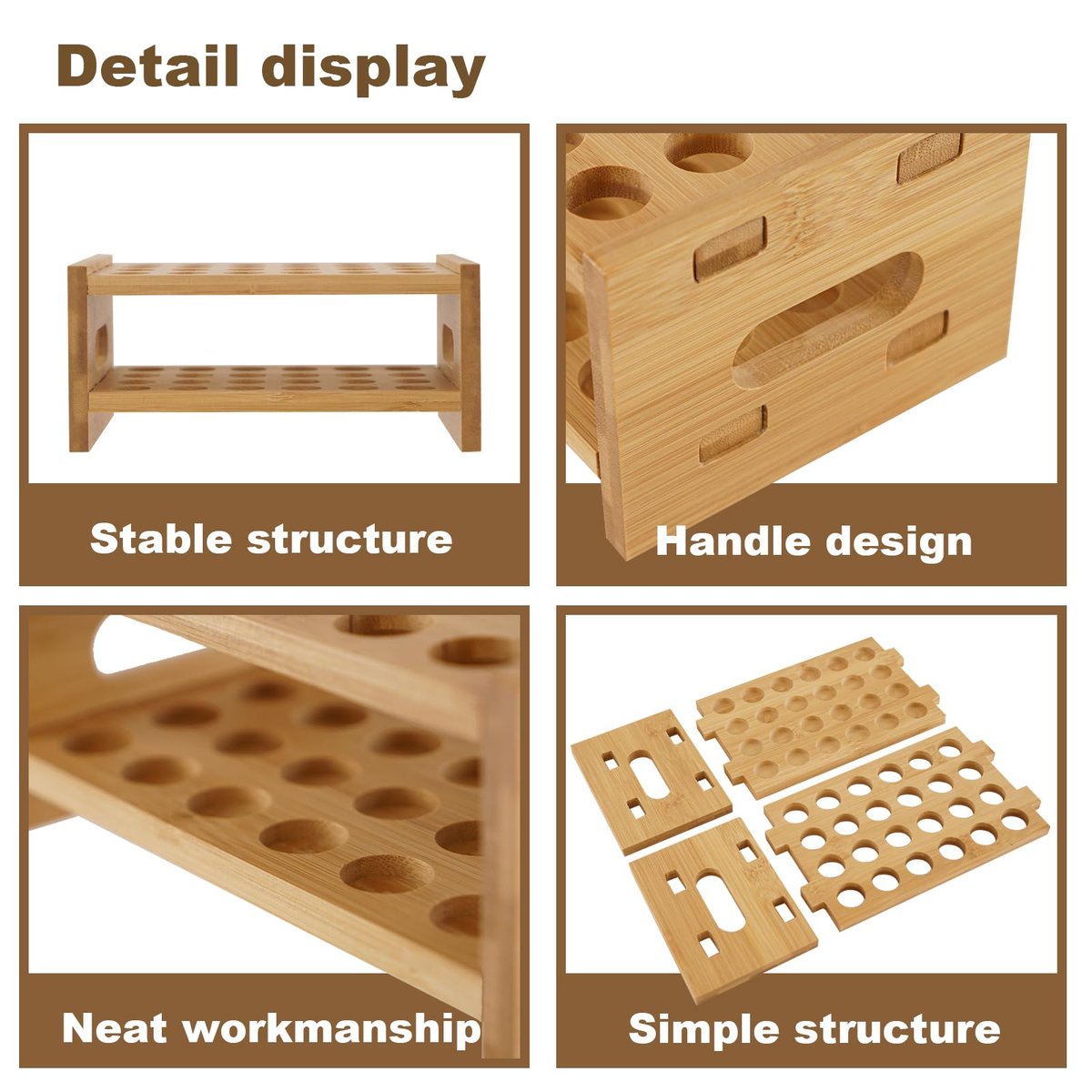 OSZKO Bamboo Perfume Holder – 24-Slot Ultra-Sturdy Roller Ball Organizer Stand for Perfume Oils, Lip Gloss, Lipstick, Essential Oil – Compatible with Scentbird Refill Vials Avelisse