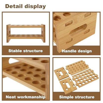OSZKO Bamboo Perfume Holder – 24-Slot Ultra-Sturdy Roller Ball Organizer Stand for Perfume Oils, Lip Gloss, Lipstick, Essential Oil – Compatible with Scentbird Refill Vials Avelisse
