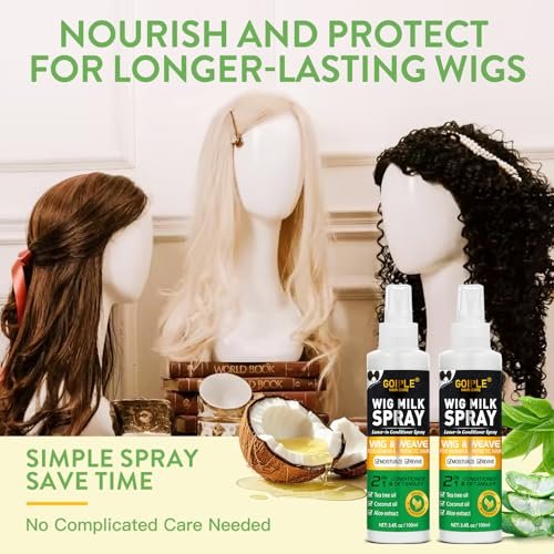 Goiple Wig Milk Spray for Synthetic Hair - Leave-In Conditioner & Detangler (2-Pack, 1.7 Fl Oz Each) - Hydrates & Replenishes for Easy Combing - görsel 16