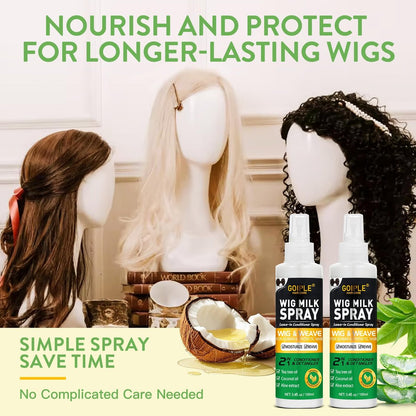 Goiple Wig Milk Spray for Synthetic Hair - Leave-In Conditioner & Detangler (2-Pack, 1.7 Fl Oz Each) - Hydrates & Replenishes for Easy Combing