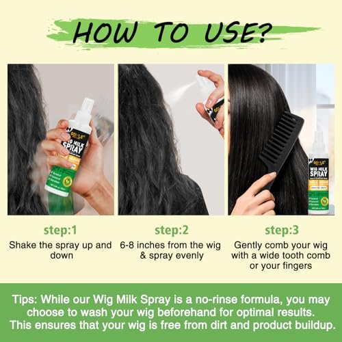 Goiple Wig Milk Spray for Synthetic Hair - Leave-In Conditioner & Detangler (2-Pack, 1.7 Fl Oz Each) - Hydrates & Replenishes for Easy Combing - görsel 12