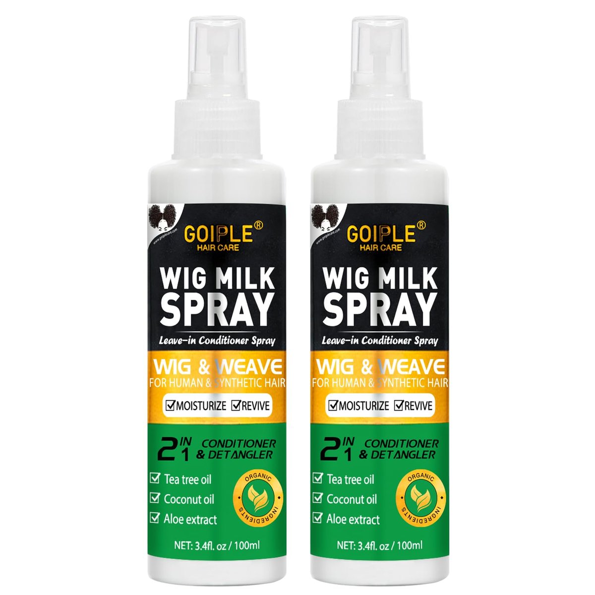 Goiple Wig Milk Spray for Synthetic Hair - Leave-In Conditioner & Detangler (2-Pack, 1.7 Fl Oz Each) - Hydrates & Replenishes for Easy Combing - görsel 1