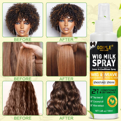 Goiple Wig Milk Spray for Synthetic Hair - Leave-In Conditioner & Detangler (2-Pack, 1.7 Fl Oz Each) - Hydrates & Replenishes for Easy Combing