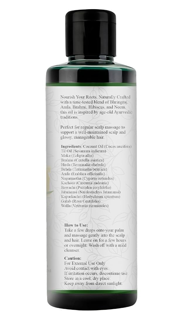 Raslok Bhringraj Hair Oil 6.76 fl oz – Ayurvedic Botanical Blend with Amla, Neem, Hibiscus & Brahmi | Cold-Pressed | Non-GMO | No Mineral Oil | Made in India - görsel 9