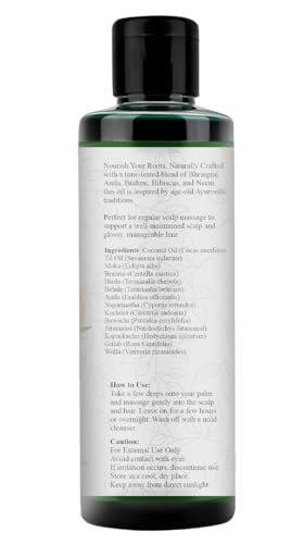 Raslok Bhringraj Hair Oil 6.76 fl oz – Ayurvedic Botanical Blend with Amla, Neem, Hibiscus & Brahmi | Cold-Pressed | Non-GMO | No Mineral Oil | Made in India