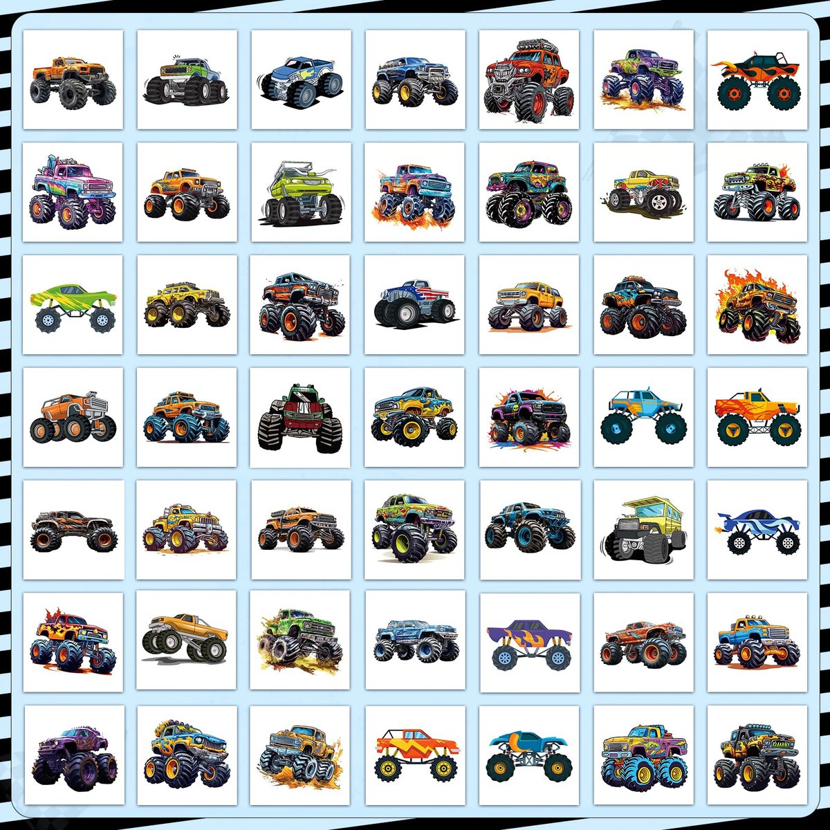 100 Pcs Monster Truck Temporary Tattoos for Kids – 2x2 Inch Individually Wrapped Car Themed Tattoos, Party Favors & Birthday Decorations by Ozepao - görsel 3