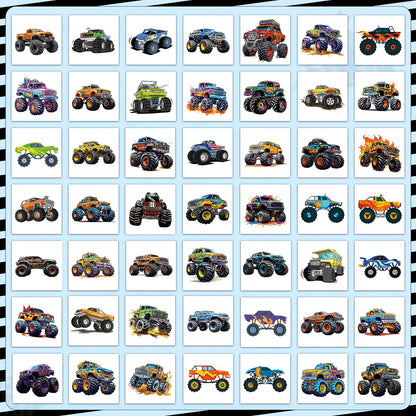 100 Pcs Monster Truck Temporary Tattoos for Kids – 2x2 Inch Individually Wrapped Car Themed Tattoos, Party Favors & Birthday Decorations by Ozepao