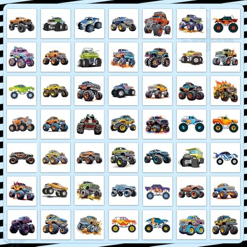 100 Pcs Monster Truck Temporary Tattoos for Kids – 2x2 Inch Individually Wrapped Car Themed Tattoos, Party Favors & Birthday Decorations by Ozepao - görsel 4