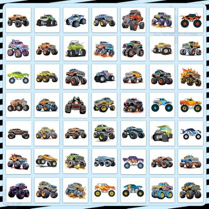 100 Pcs Monster Truck Temporary Tattoos for Kids – 2x2 Inch Individually Wrapped Car Themed Tattoos, Party Favors & Birthday Decorations by Ozepao