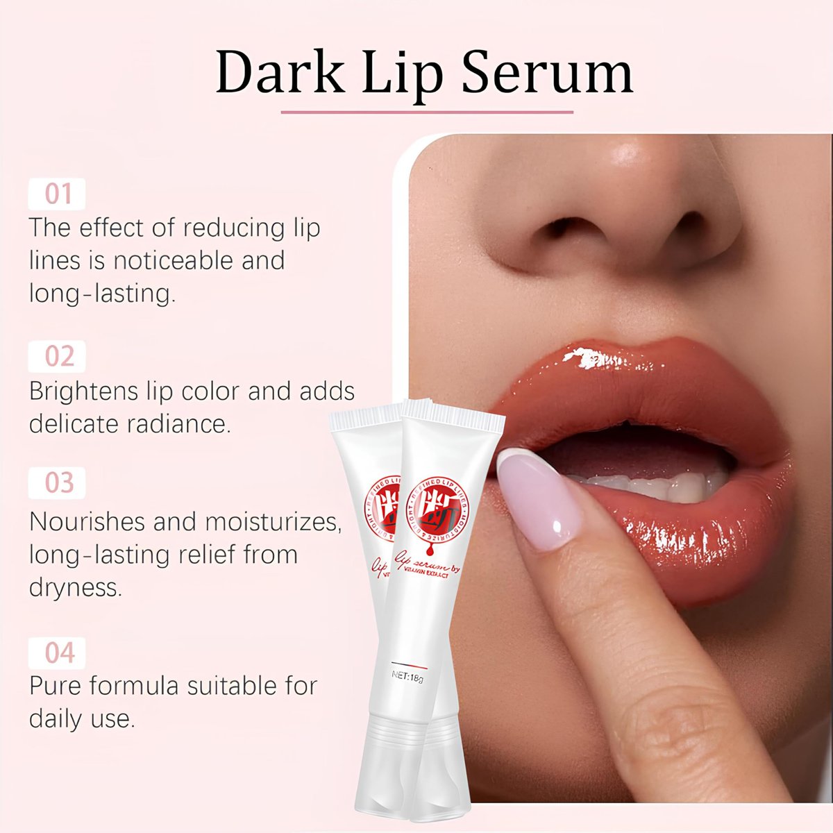 Jinshane Lip Serum with Vitamin Extract – Dark Lip Lightening Treatment for Smokers & Non-Smokers, Lip Brightener Fade Cream, 2-Pack - görsel 3